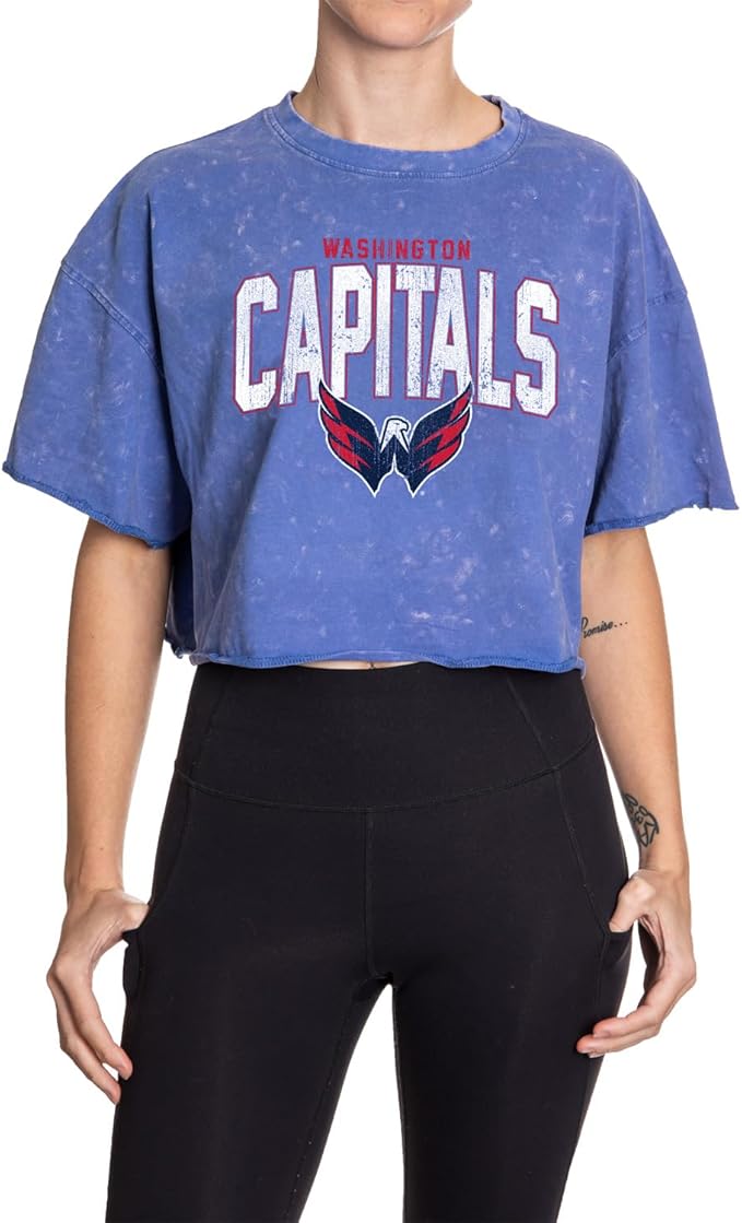 Washington Capitals Acid Wash Crop Top