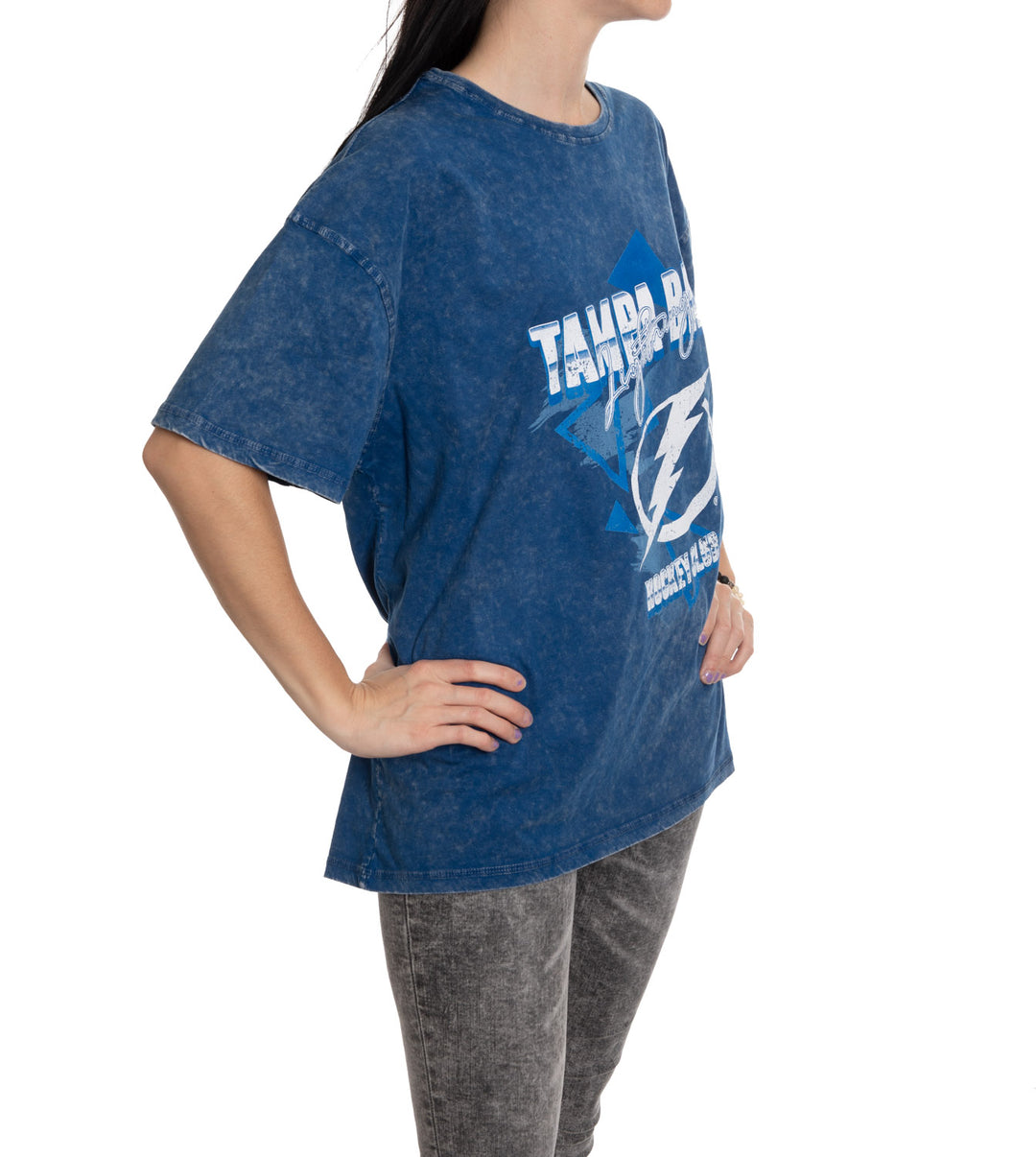 Retro Tampa Bay Lightning Oversized Drop Shoulder Vintage Crewneck Short Sleeve T-Shirt