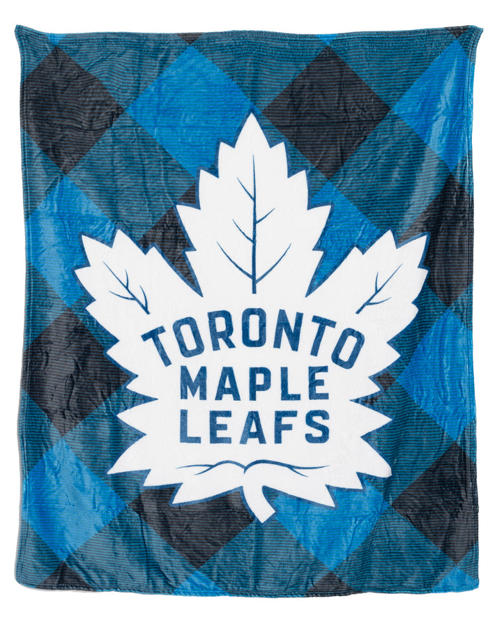 Toronto Maple Leafs NHL Ultra-Plush Flannel Plaid Throw Blanket (50" by 60")