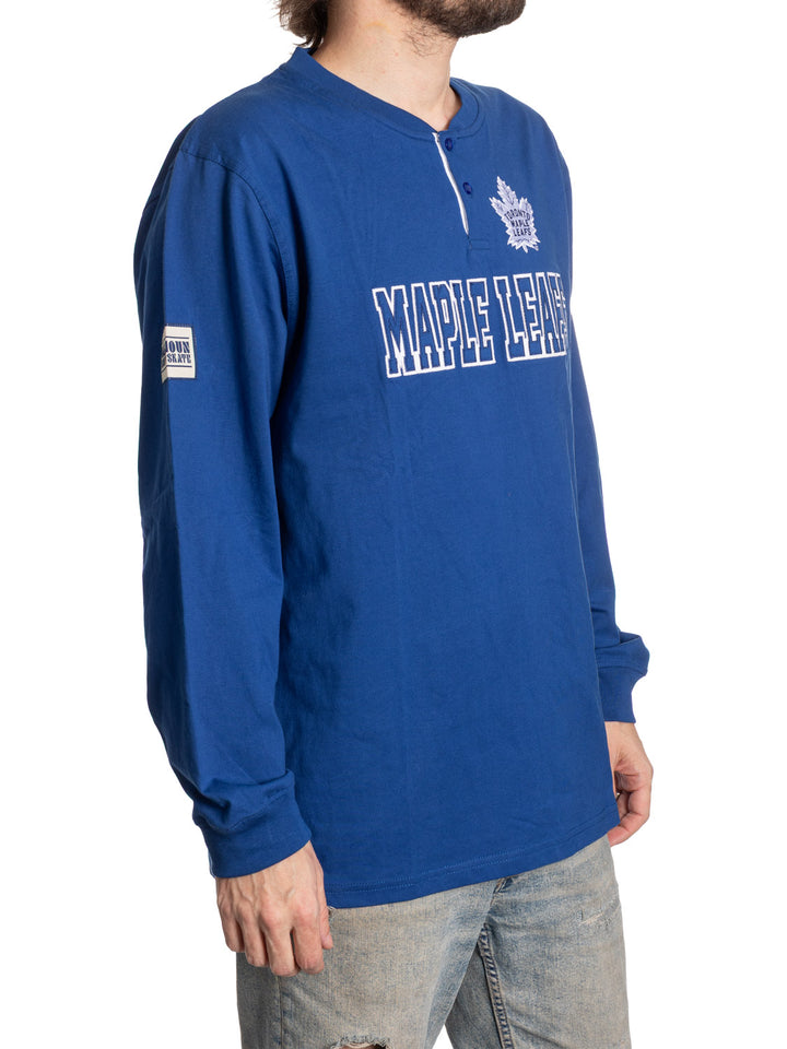 Official Licensed NHL Toronto Maple Leafs Long Sleeve Henley - Presale