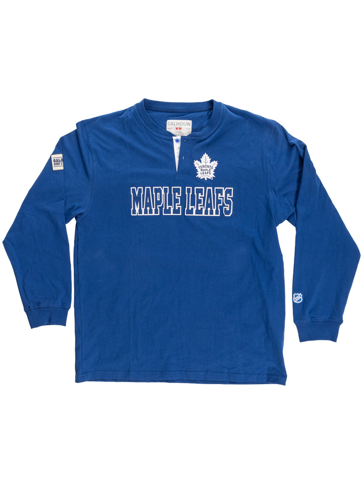 Official Licensed NHL Toronto Maple Leafs Long Sleeve Henley - Presale
