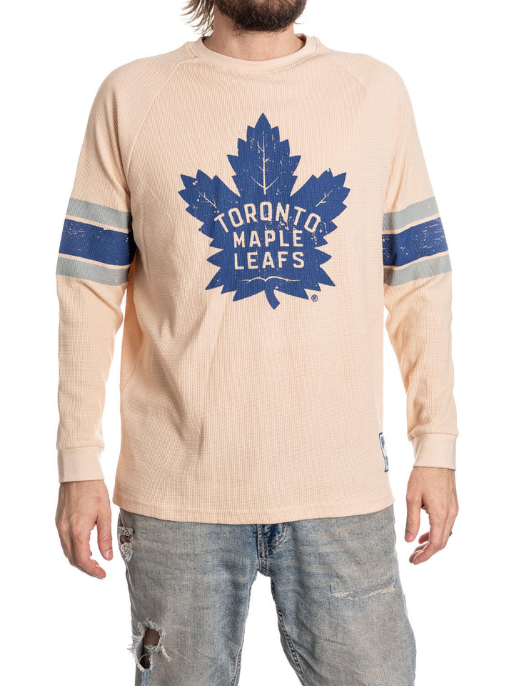Official Licensed NHL Toronto Maple Leafs Long Sleeve Waffle Crewneck