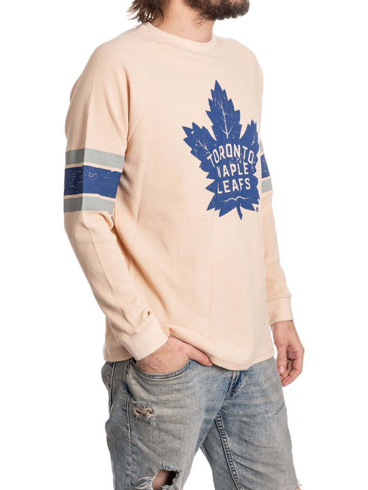 Official Licensed NHL Toronto Maple Leafs Long Sleeve Waffle Crewneck