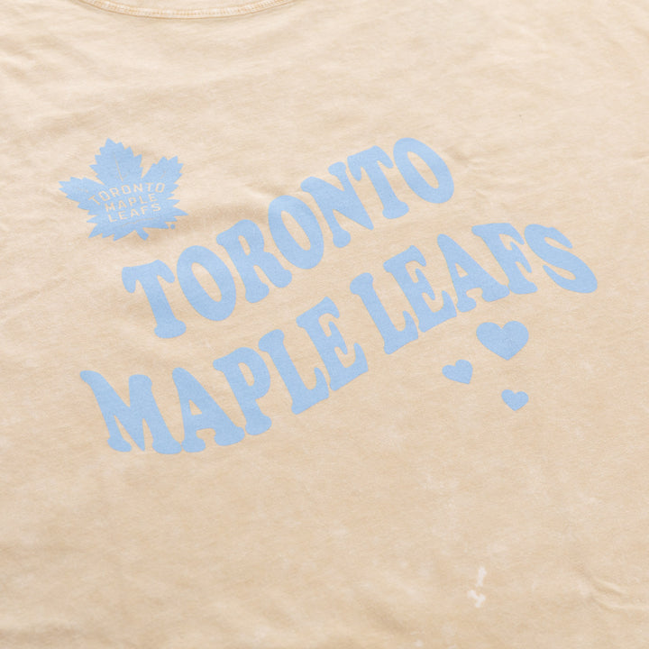 Toronto Maple Leafs Vintage Hearts Oversized Drop Shoulder Crewneck Short Sleeve T-Shirt