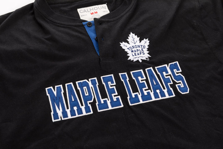 Official Licensed NHL Toronto Maple Leafs Long Sleeve Henley - Blackout Edition - Presale