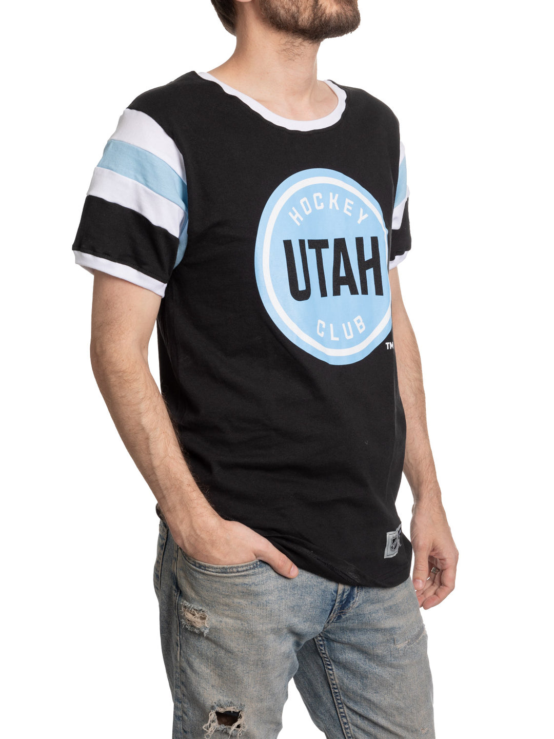 NHL Utah Hockey Club  Retro Varsity Inset Sleeve T-Shirt