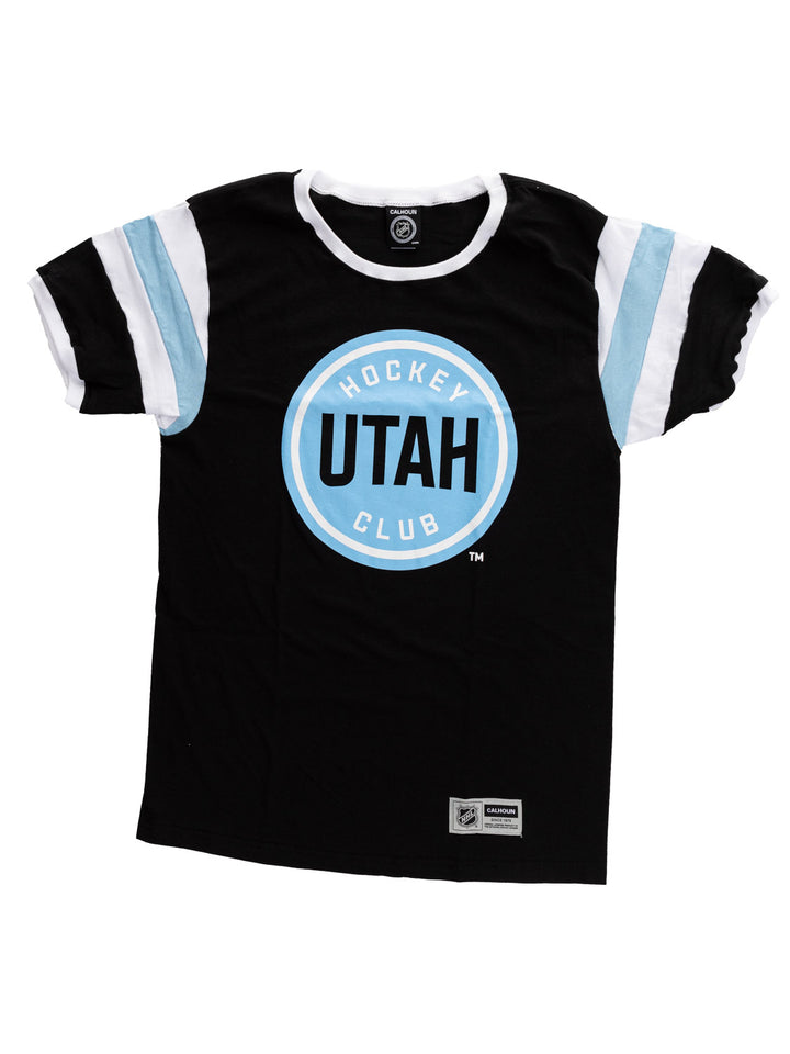 NHL Utah Hockey Club  Retro Varsity Inset Sleeve T-Shirt