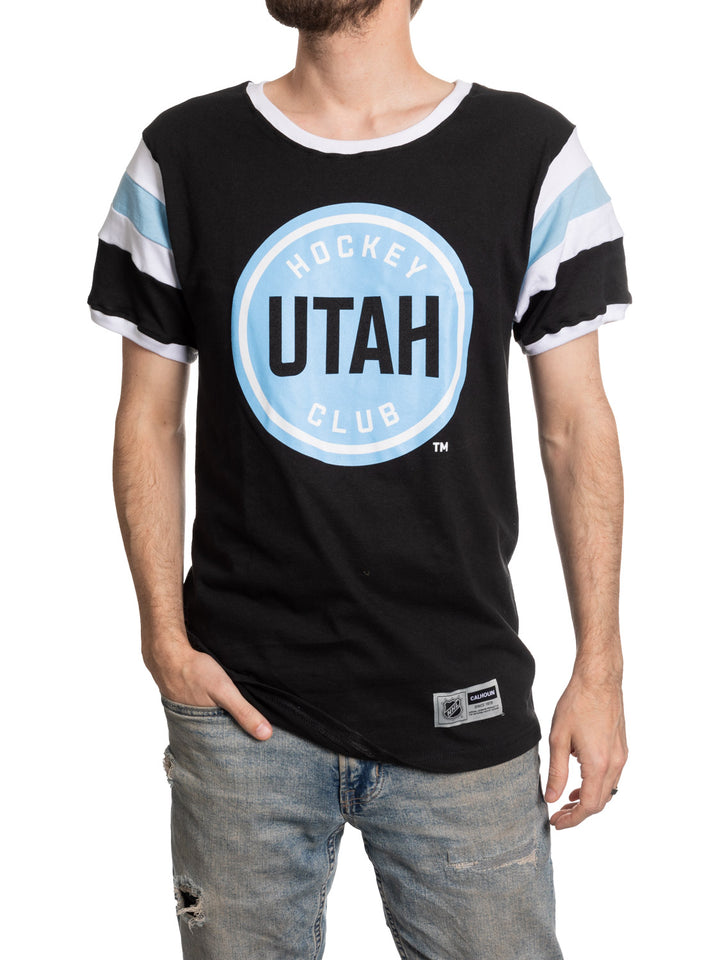 NHL Utah Hockey Club  Retro Varsity Inset Sleeve T-Shirt