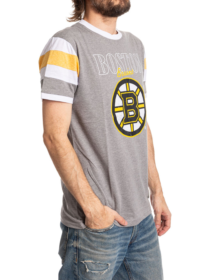 Boston Bruins Shoulder Stripe vintage varsity T-Shirt
