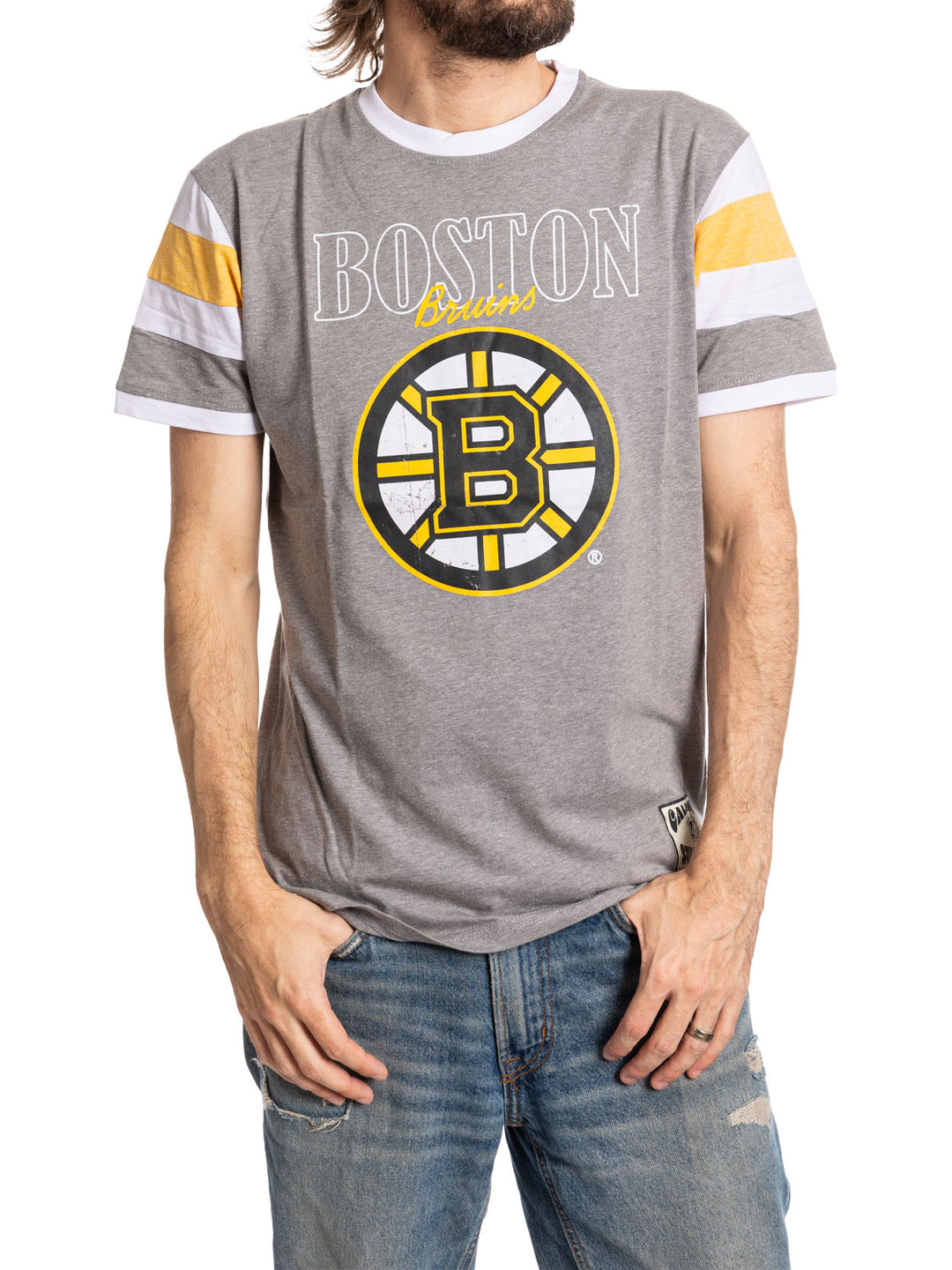 Boston Bruins Shoulder Stripe vintage varsity T-Shirt