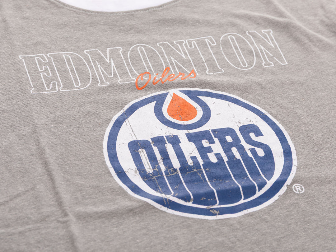 Edmonton Oilers Shoulder Stripe vintage varsity T-Shirt