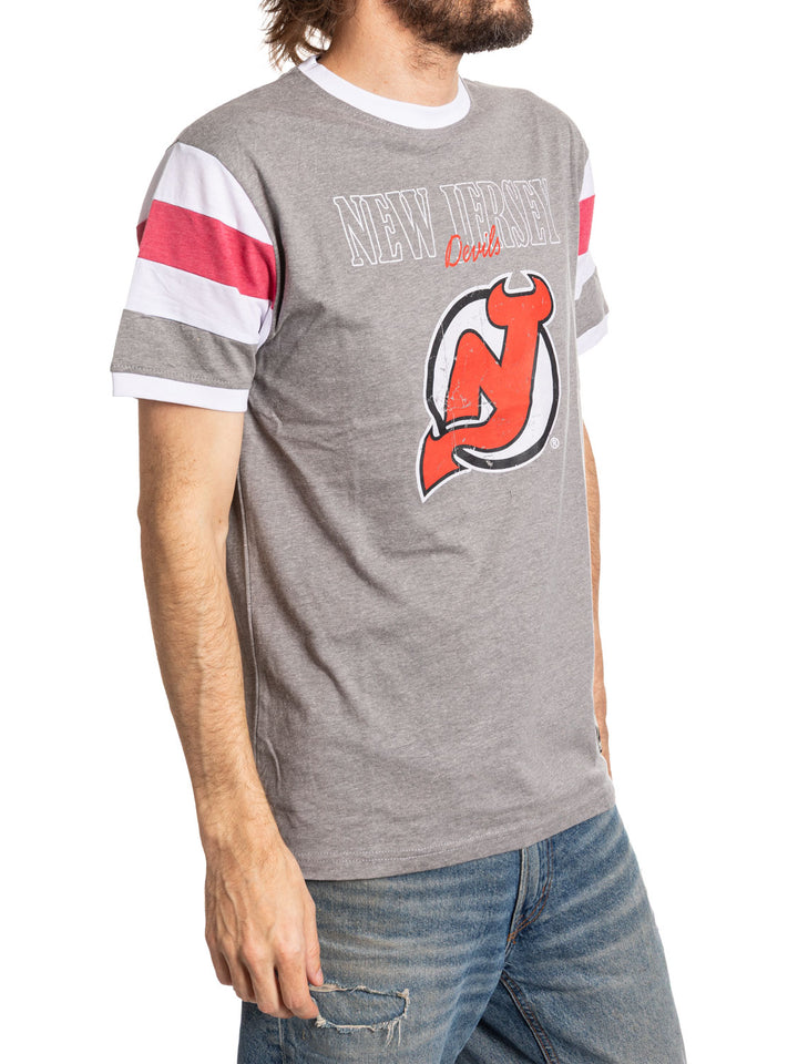 New Jersey Devils Shoulder Stripe vintage varsity T-Shirt