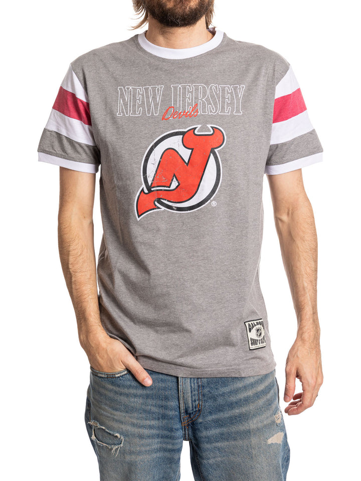 New Jersey Devils Shoulder Stripe vintage varsity T-Shirt