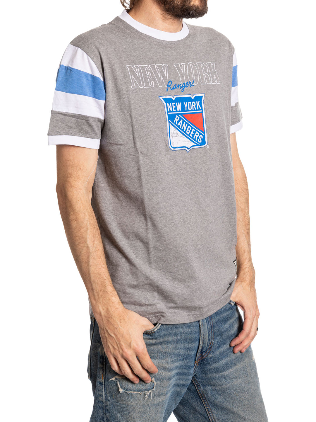 New York Rangers Shoulder Stripe vintage varsity T-Shirt