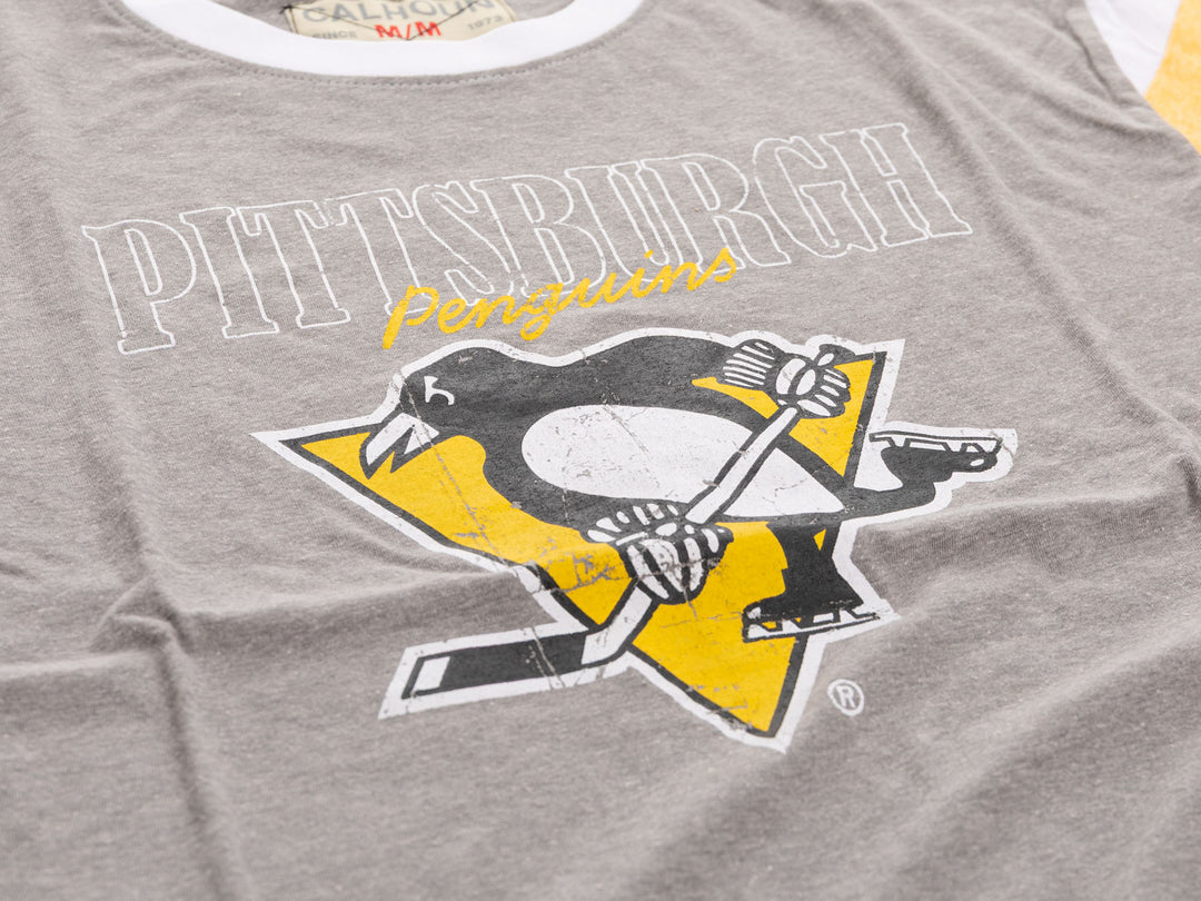 Pittsburgh Penguins Shoulder Stripe vintage varsity T-Shirt