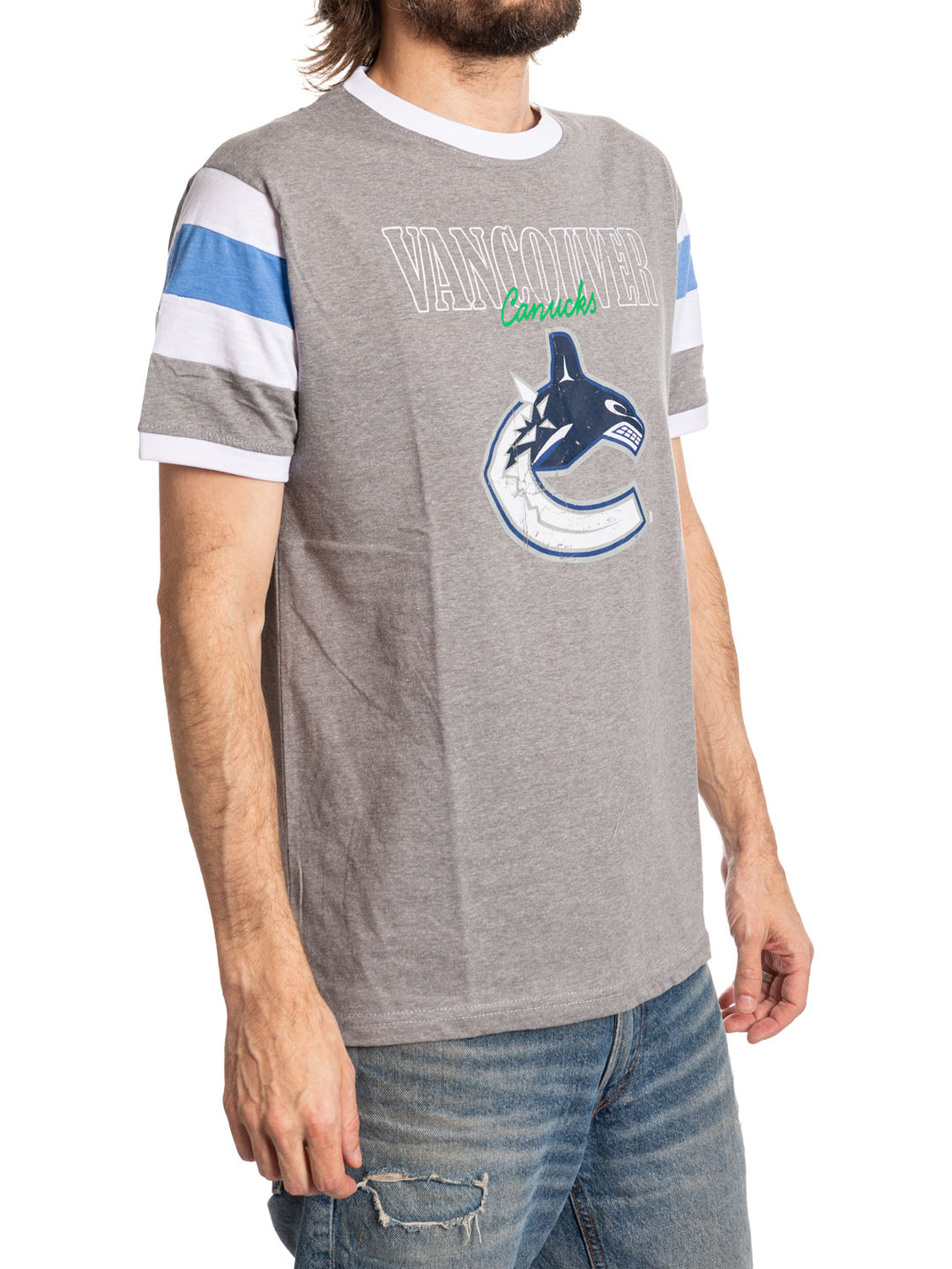 Vancouver Canucks Shoulder Stripe vintage varsity T-Shirt