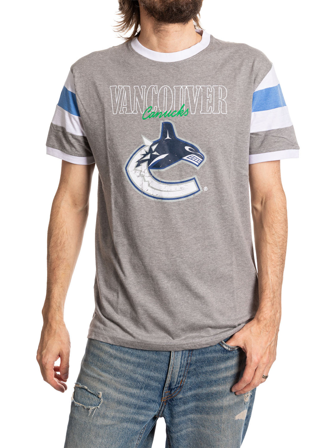 Vancouver Canucks Shoulder Stripe vintage varsity T-Shirt