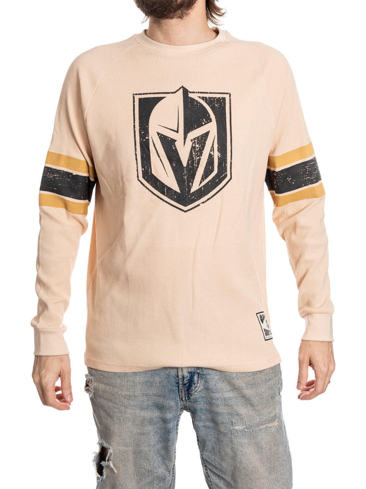 Official Licensed NHL Vegas Golden Knights Long Sleeve Waffle Crewneck