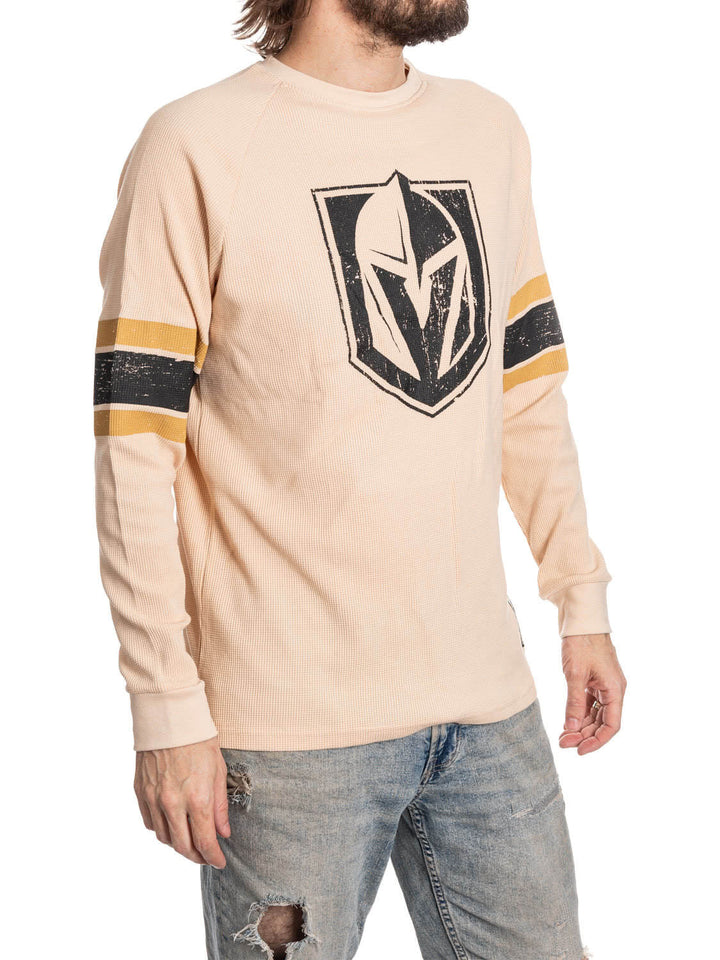 Official Licensed NHL Vegas Golden Knights Long Sleeve Waffle Crewneck