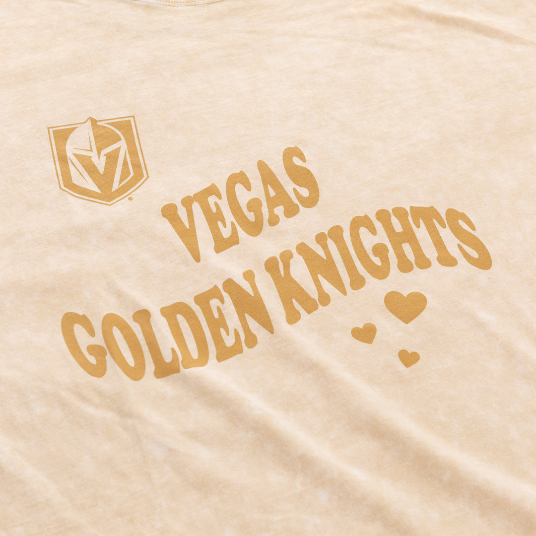 Vegas Golden Knights Vintage Hearts Oversized Drop Shoulder Crewneck Short Sleeve T-Shirt