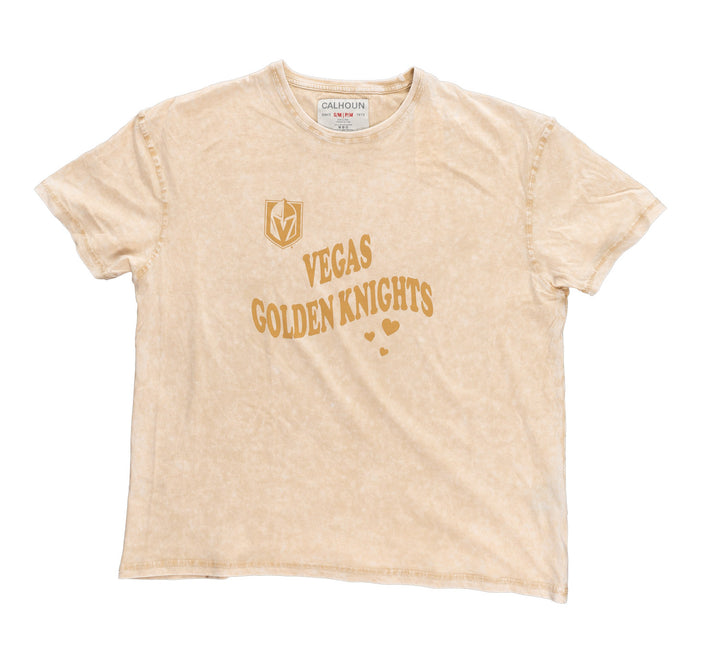Vegas Golden Knights Vintage Hearts Oversized Drop Shoulder Crewneck Short Sleeve T-Shirt