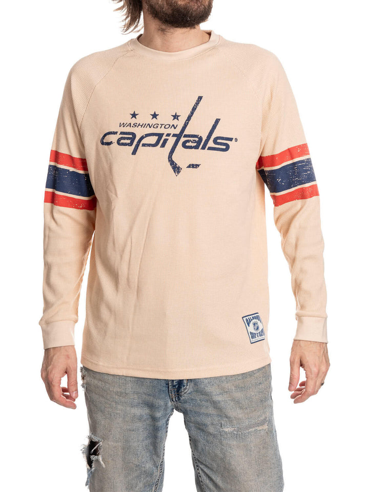 Official Licensed NHL Washington Capitals Long Sleeve Waffle Crewneck