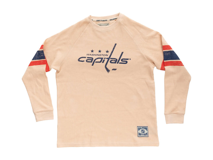 Official Licensed NHL Washington Capitals Long Sleeve Waffle Crewneck