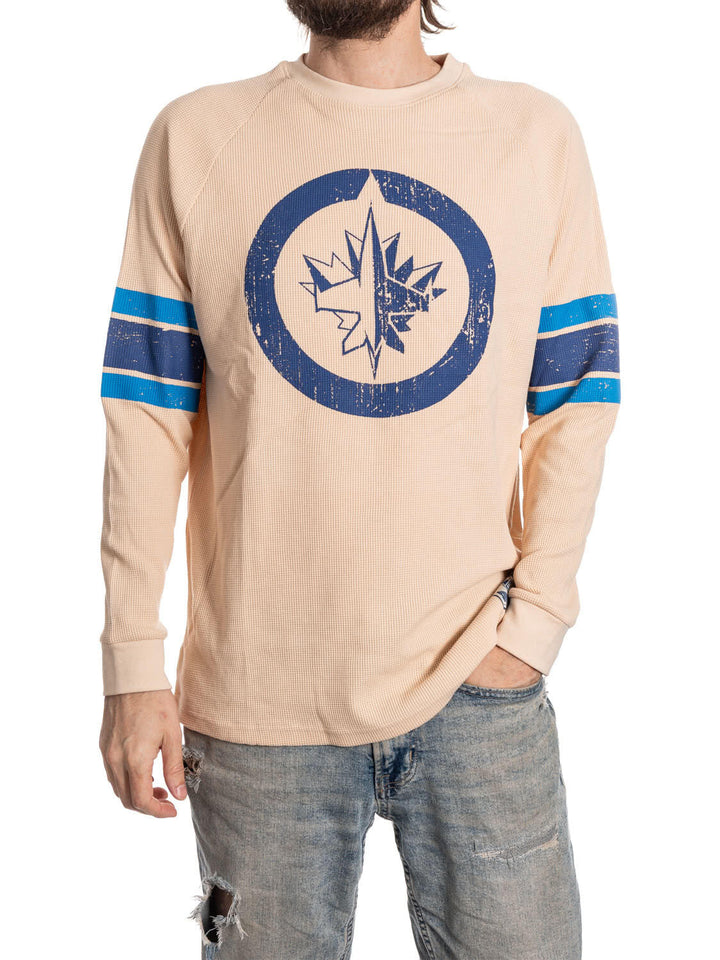 Official Licensed NHL Winnipeg Jets Long Sleeve Waffle Crewneck
