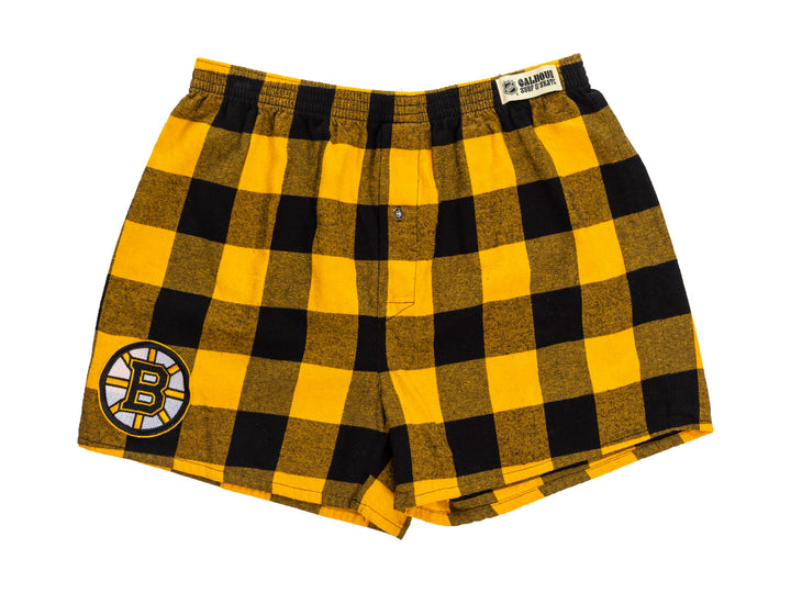 NHL Licensed  Boston Bruins Buffalo Plaid Flannel Boxers --2pack