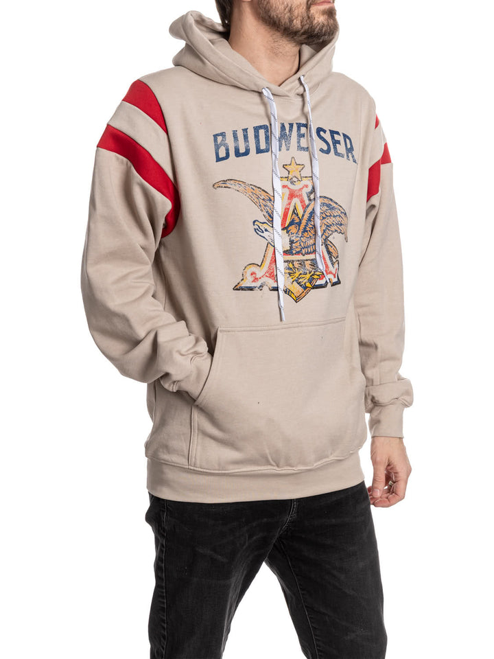 Budweiser Eagle Varsity Hoodie – Vintage Cream Pullover Sweatshirt