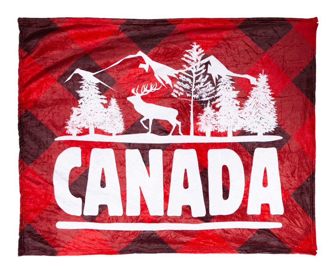 Canada Landscape Buffalo Plaid Lightweight Throw Blanket