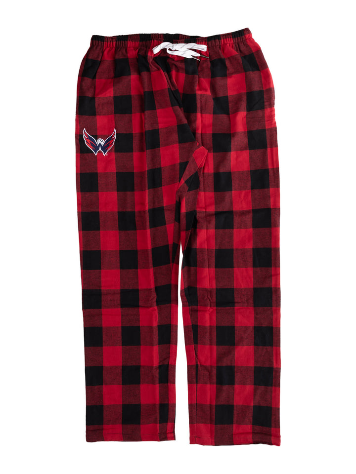 Official NHL Licensed Washington Capitals Flannel Buffalo Plaid PJ Pants
