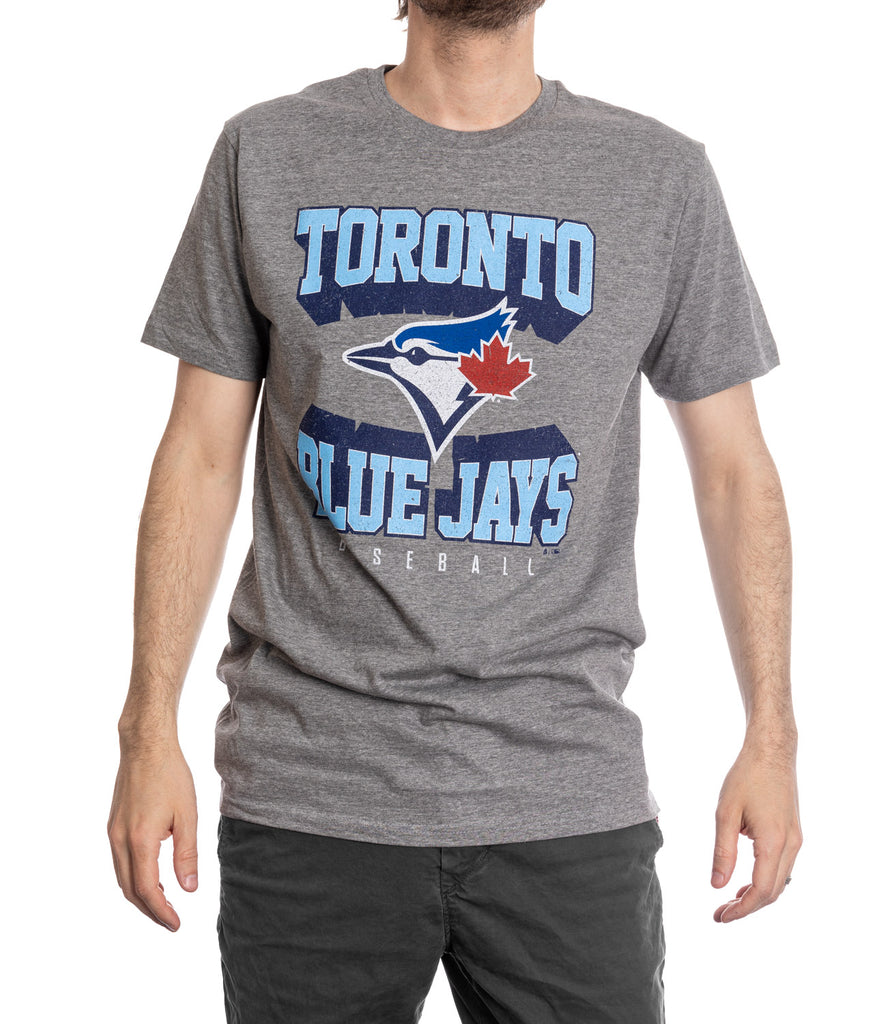 Toronto Blue Jays Gray Crew Neck T Tee Shirt Mens S Majestic 50/50