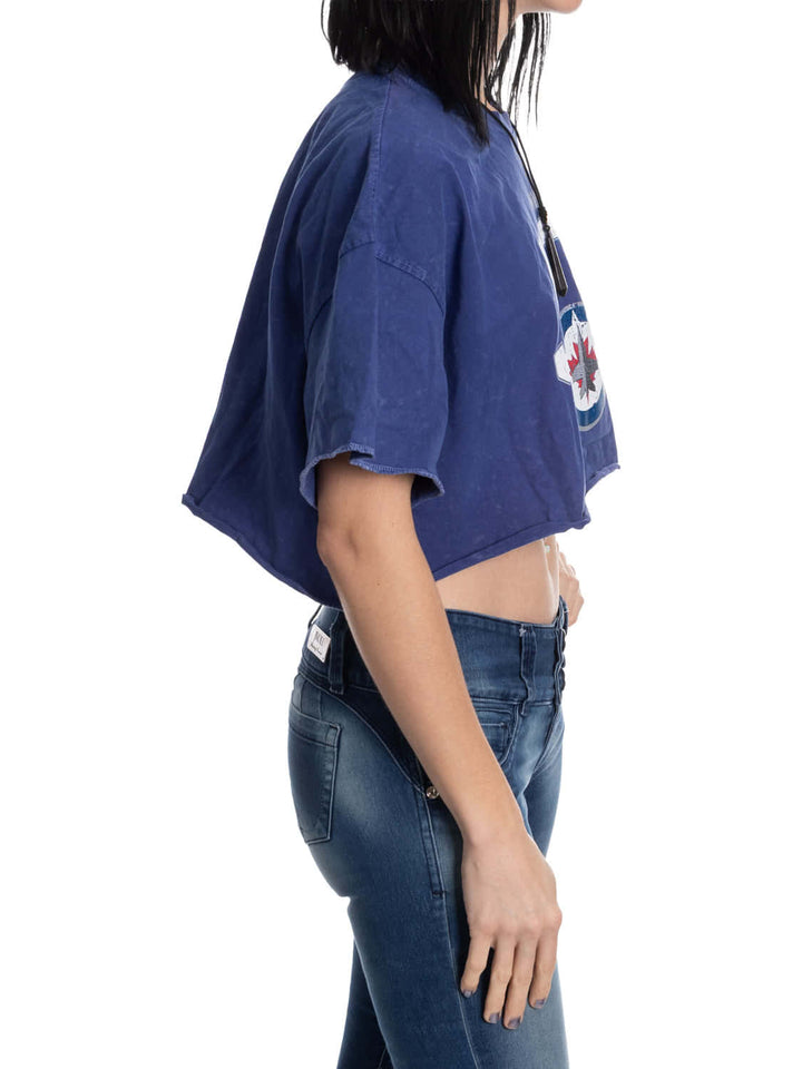 Winnipeg jets Acid Wash Crop Top