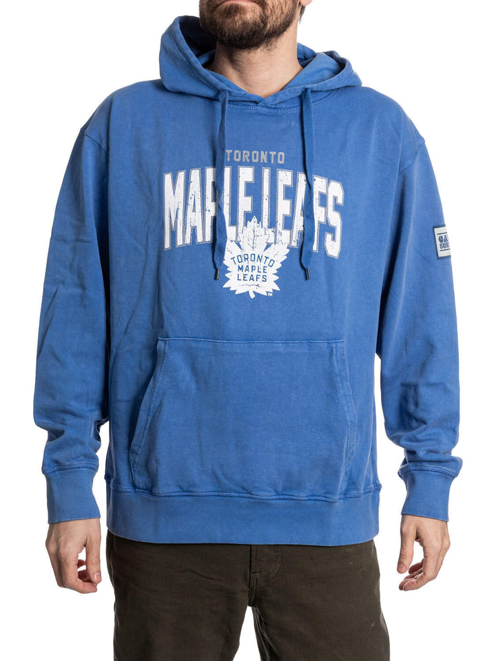 Toronto Maple Leafs Distressed Logo Unisex Blue Acid Wash Hoodie