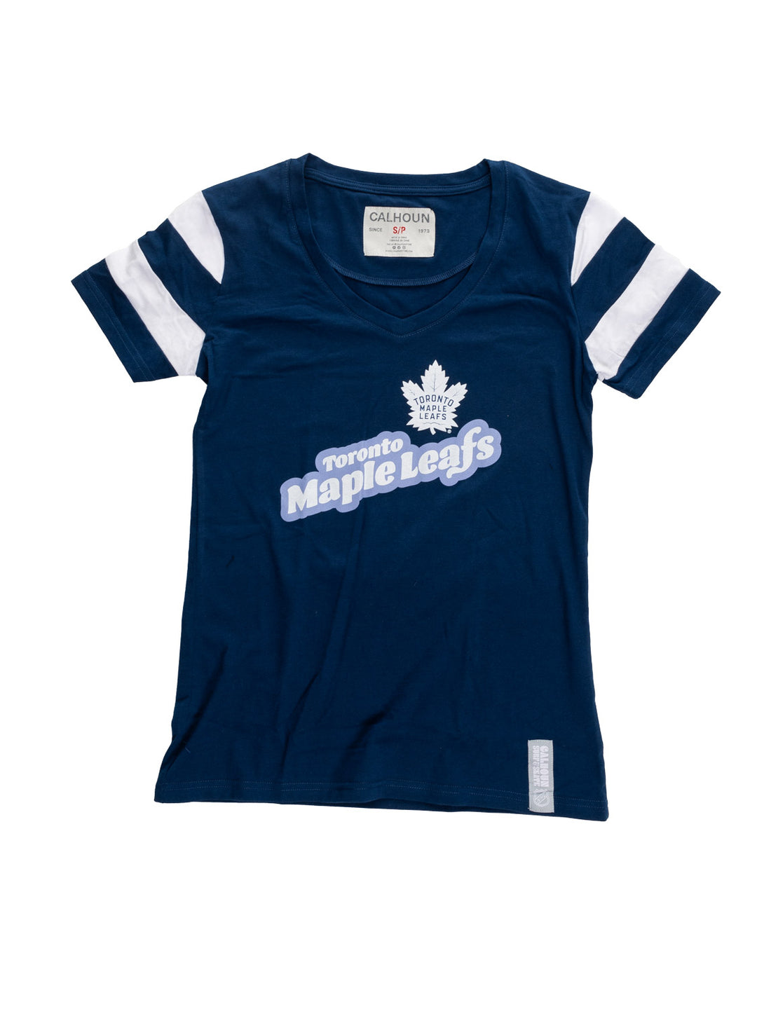 Official Licensed Toronto Maple Leafs Ladies' Retro Varsity Short Sleeve V-neck T-shirt