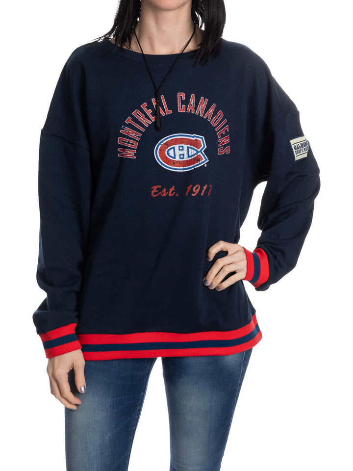 NHL Ladies' Vintage Stripe Montreal Canadiens Crewneck fleece