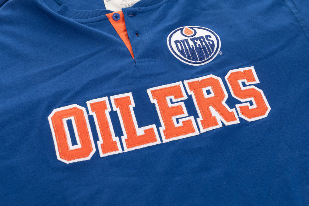 Official Licensed NHL Edmonton Oilers Long Sleeve Henley- Presale