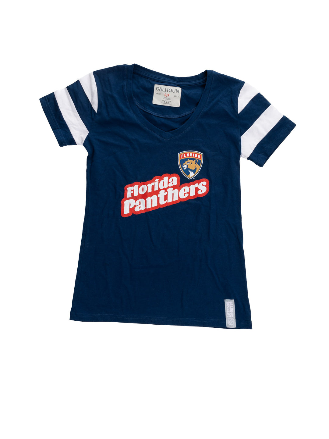 Official Licensed NHL Ladies' Retro Varsity Short Sleeve Vneck Tshirt--Florida Panthers