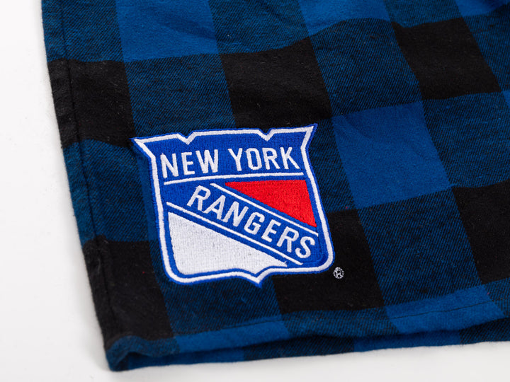 NHL Licensed New York Rangers Buffalo Plaid Flannel Boxers -2pack