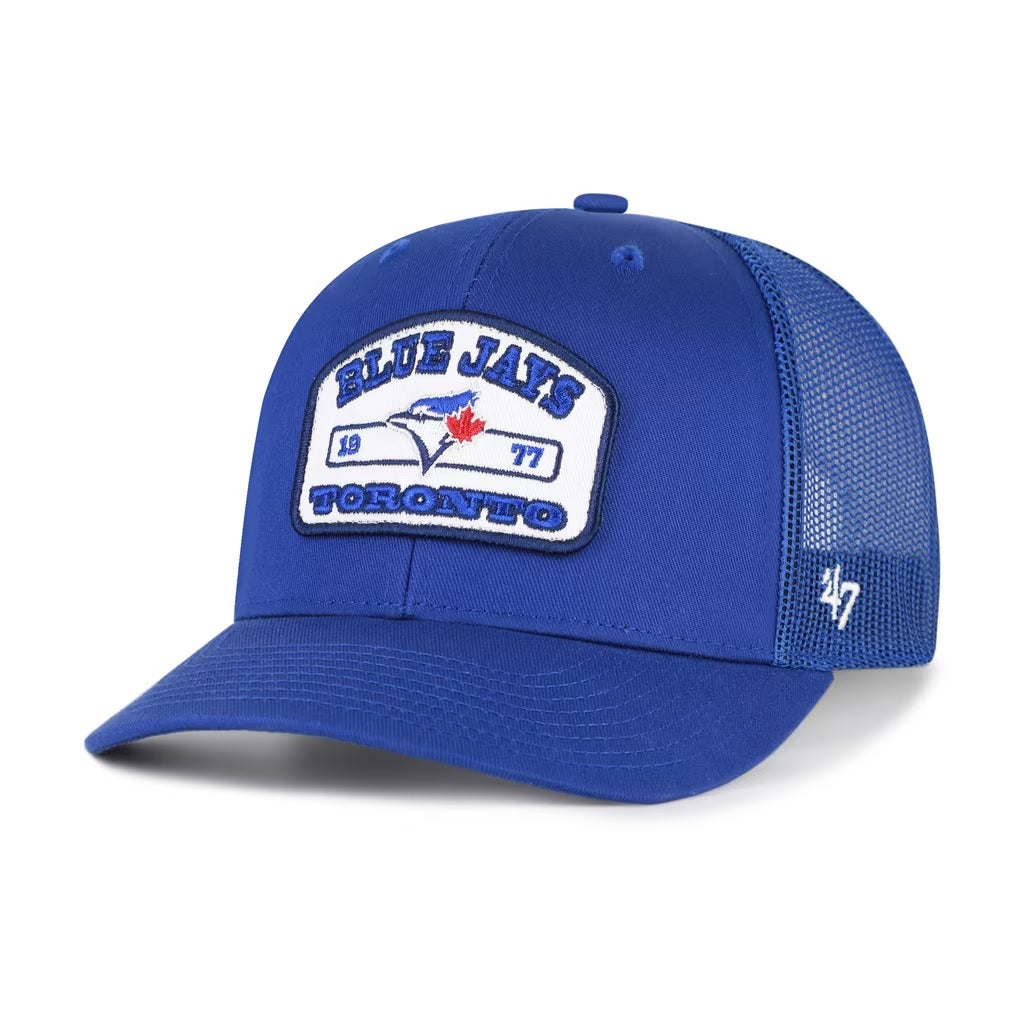 Toronto Blue Jays Roadway '47 Trucker Snapback Cap in Royal, front view