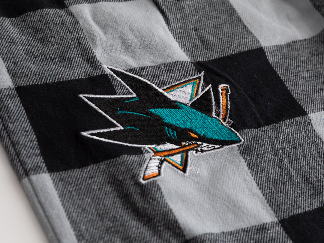 Official NHL Licensed San Jose Sharks Flannel Buffalo Plaid PJ Pant
