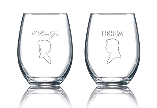 Star Wars Stemless Wine Glasses - "I Love You"