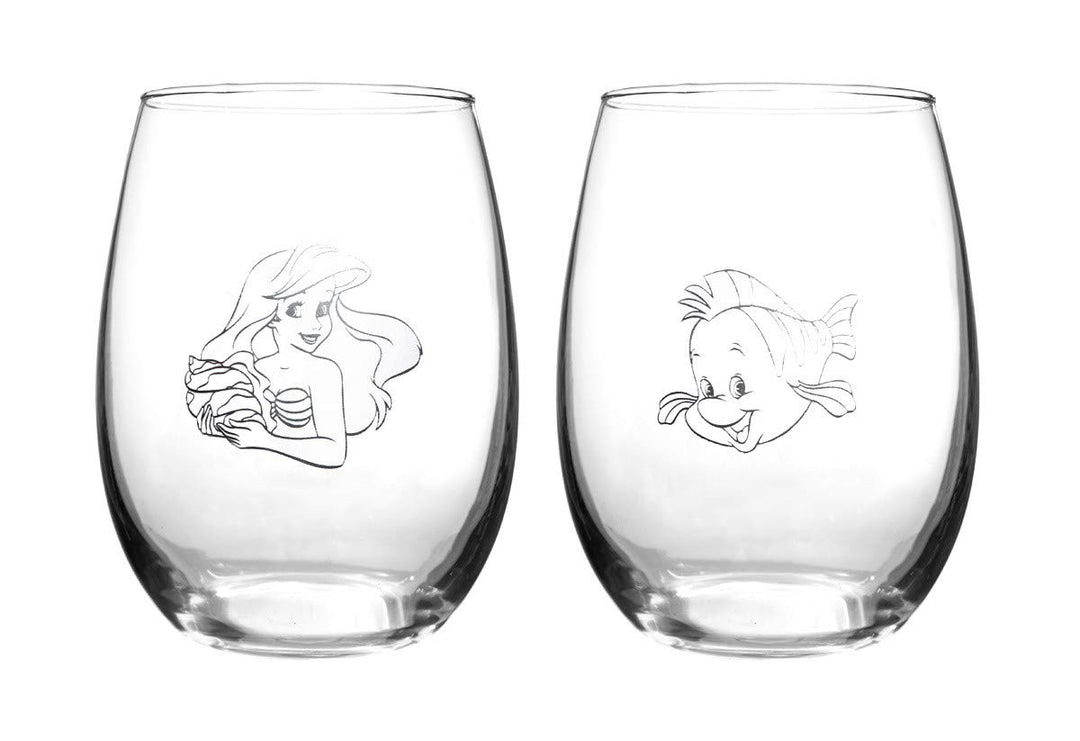 Disney Collectible Stemless Glass Set - Ariel and Flounder