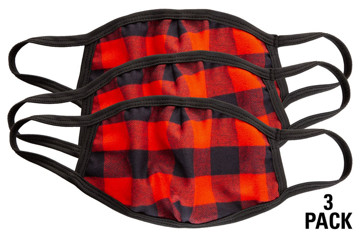 Buffalo Plaid 3 Ply Face Mask - 3 Pack Shown.
