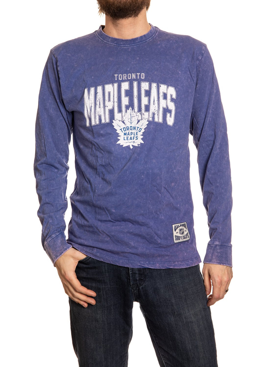 Toronto Maple Leafs Acid Wash Long Sleeve Shirt - Navy