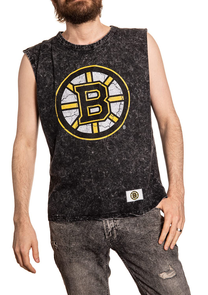 Boston Bruins Acid Washed Sleeveless Shirt Front View