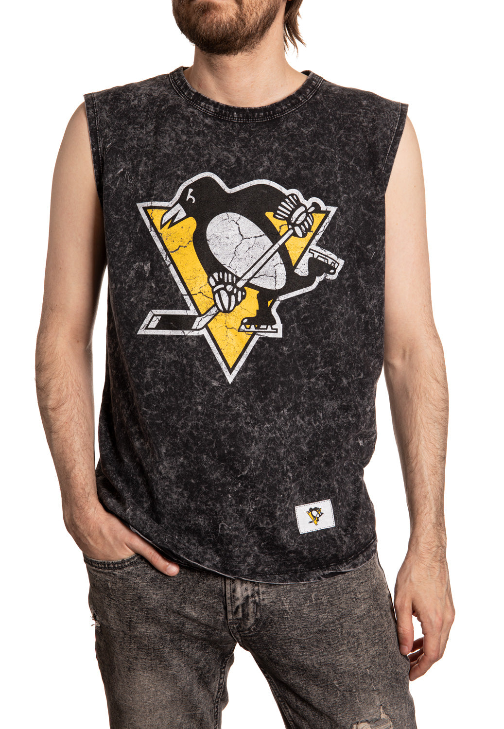 Pittsburgh Penguins Acid Washed Sleeveless Shirt Front View