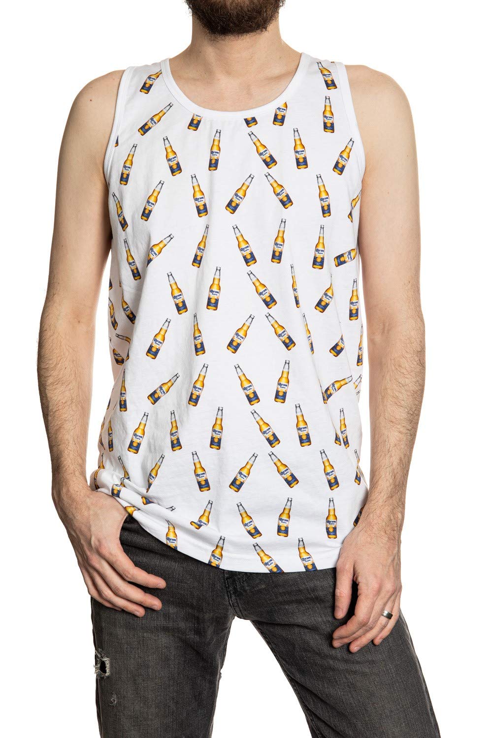 Corona Allover Bottle Print Tank Top Front View.