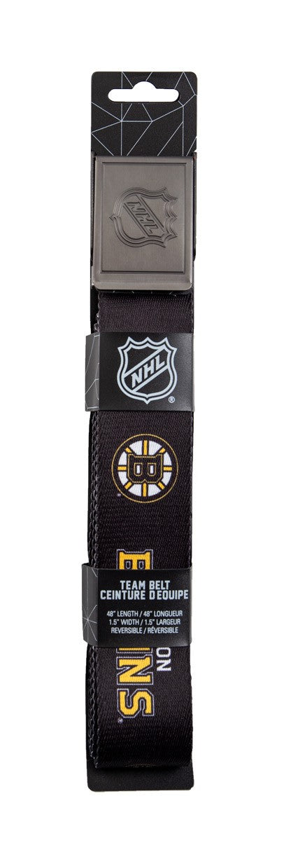 NHL Mens Woven Adjustable Team Logo Belt- Boston Bruins Belt In Package